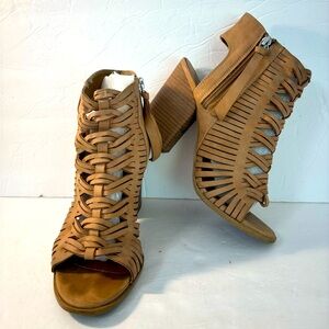 DOLCE VITA Amina Tan Heeled Open-Toe Booties Size 7.5